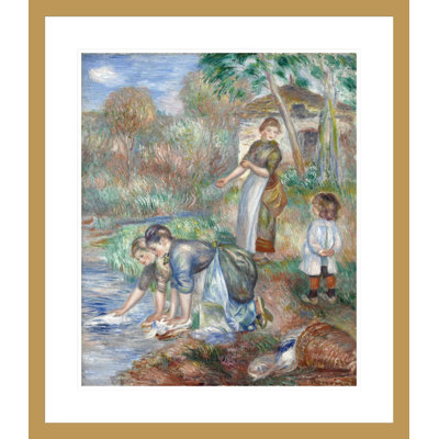 «Washerwomen» Pierre-Auguste Renoir - Impression giclée encadrée