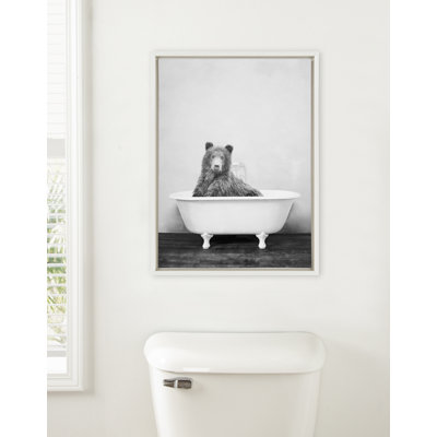 Bear in the Tub by Amy Peterson Framed Canvas Wall Art Print