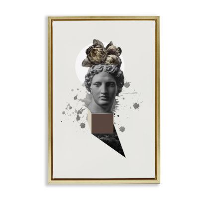 Modern Statue with Peonies Canvas by Malerifabrikken