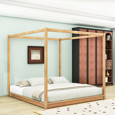 King Size Canopy Platform Bed with Slats