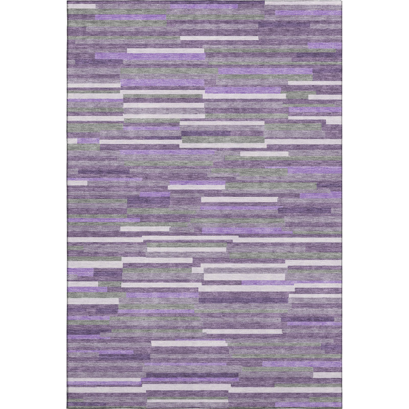 Premium Machine Washable Prisco Purple Rug, Rectangle 3' x 5'