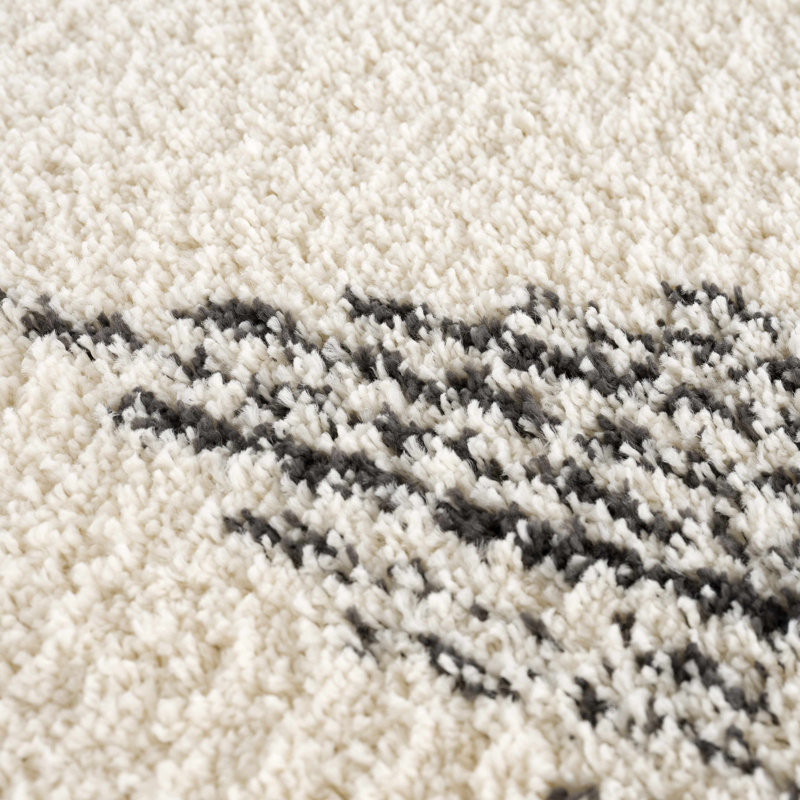 Gray and Beige Geometric Shag Rectangle Area Rug