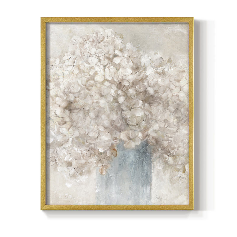 «Hortensias feutrés», H 11 po x l 9 po, Doré