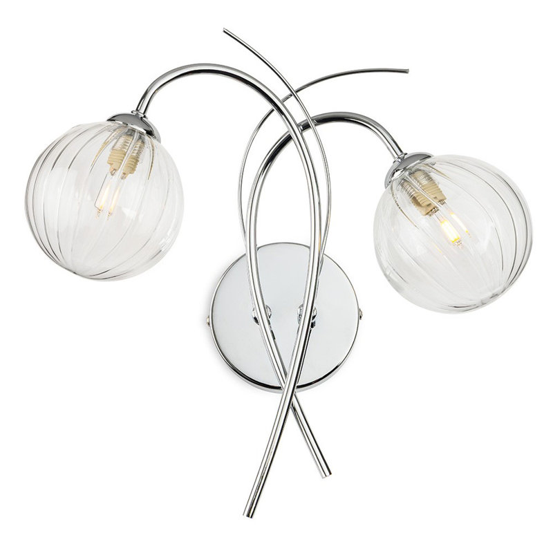 Armed Sconce, Chrome, Clear