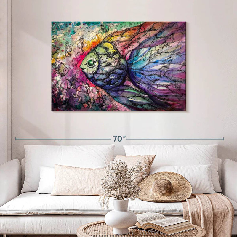 Brampt Abstract Rainbow Fish, 30" H x 45" W