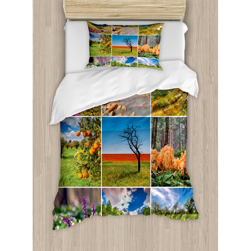 Rustic Polyester Floral Duvet Cover