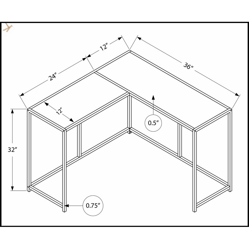Table d'appoint d'angle étroite au design contemporain pour les entrées et les petits espaces, plateau en stratifié brun, base en métal noir