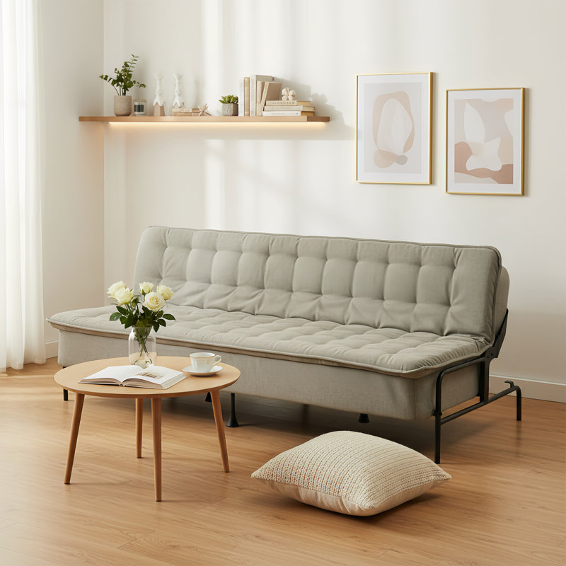 Modern Futon Sofa Bed, 3-position Adjustable Backrest, Metal Frame,capacity 500 Lbs, Convertible Daybed For Living Guest Studio Apartment，grey