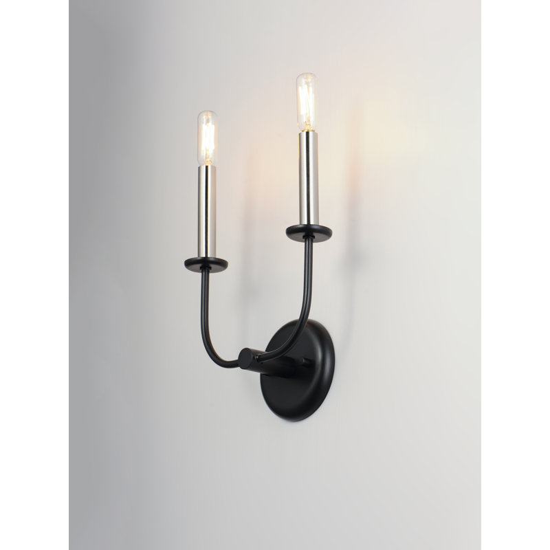 Schiessler Steel Candle Wall Light, Black/Satin Nickel