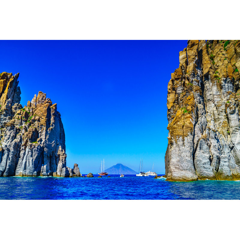 Eolian Island, Landscape With Rocks Close To Stromboli Volcano, Sicily by 4zoom4 - Wrapped Canvas Print, 30cm H x 46cm W