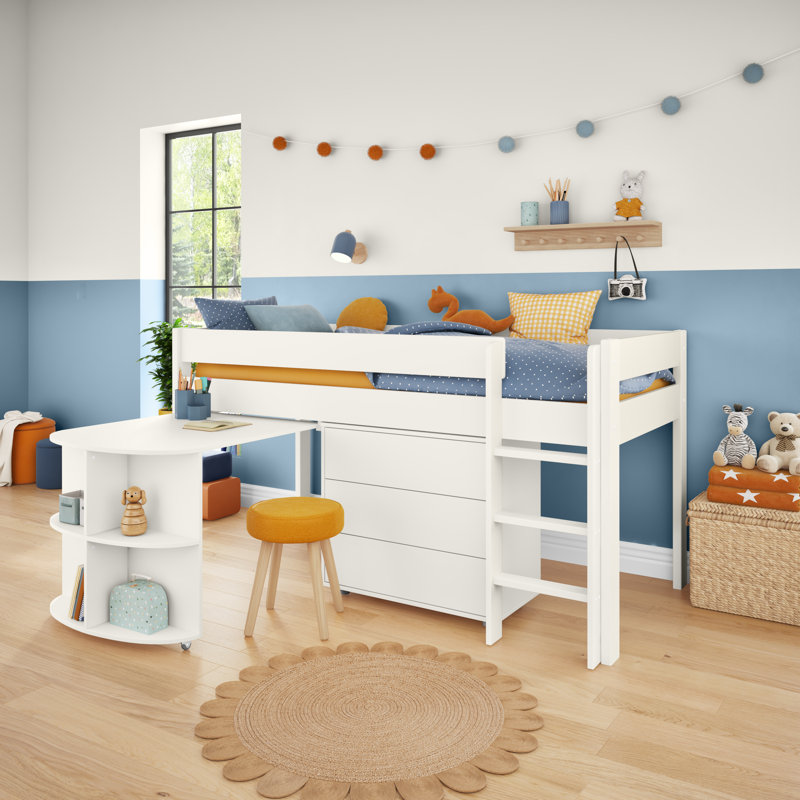Uno Midsleeper with a Pull Out Desk and 3 Drawer Chest