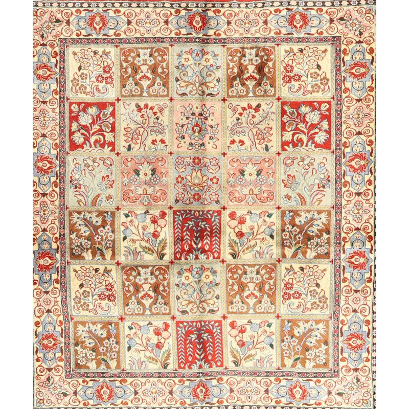 Tapis décoratif en laine rouge/beige à motif oriental mekhag, Rectangle 7 pi x 10 pi