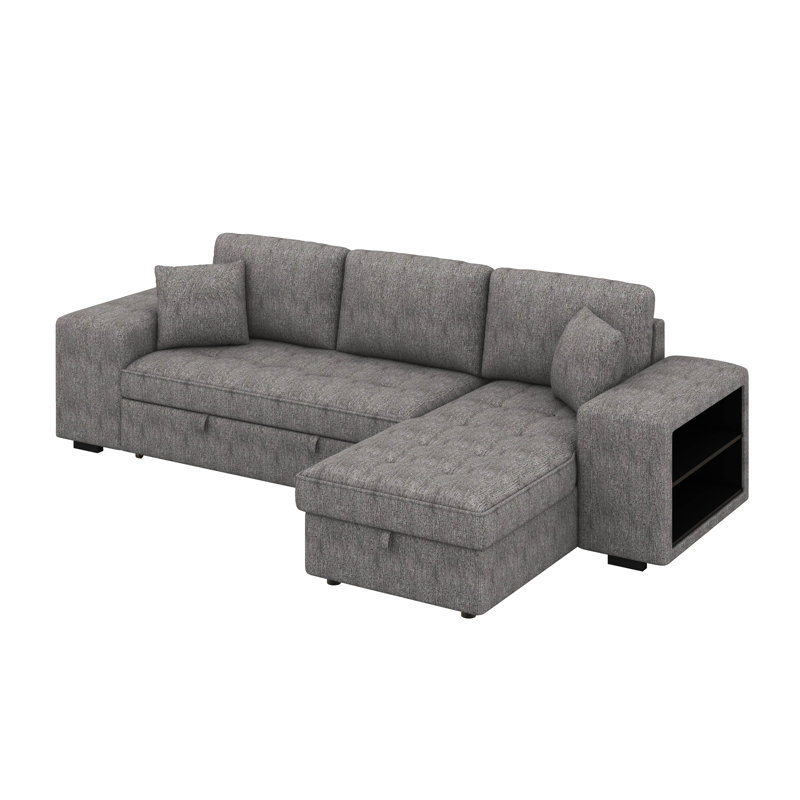 Canapé-lit modulaire réversible en L de 104,5 po avec 3 chaises avec rangement et 2 tabourets pour le salon