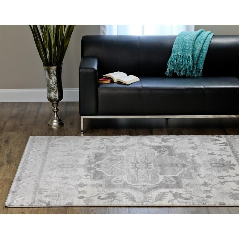 Tapis décoratif gris oriental Adagio, Rectangle 8 pi x 10 pi