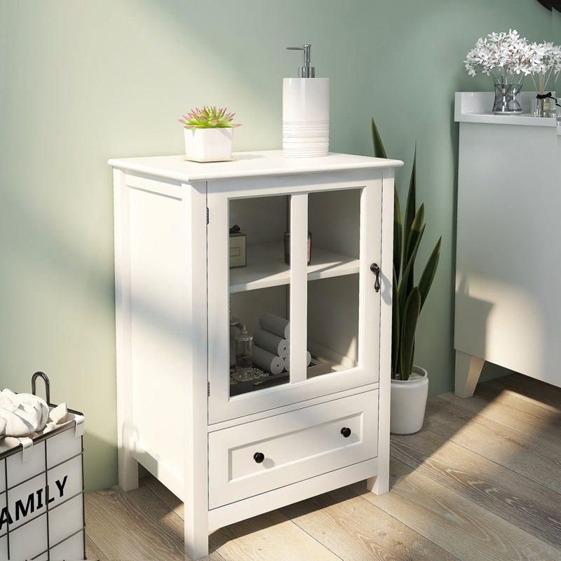 Armoire de rangement à porte simple en verre avec poignée unique