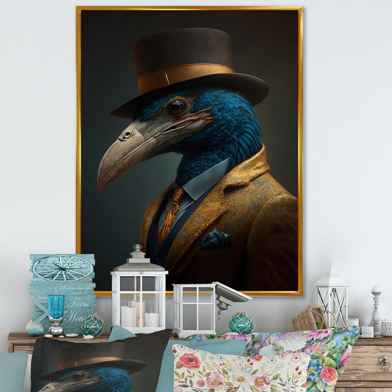 Mafia Eagle - Impression sur toile, H 40 po x l 30 po x P 1,5 po, Cadre flottant doré
