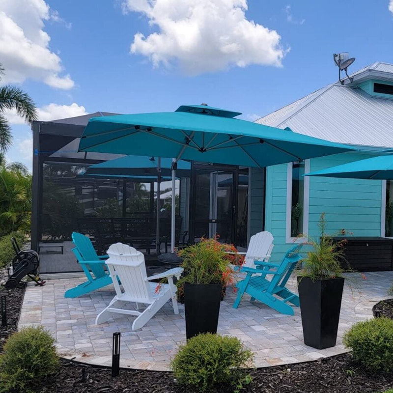 Parasol rectangulaire en porte-à-faux 9 pi x 11 pi Gardette, Bleu turquoise, 9 pi x 12 pi