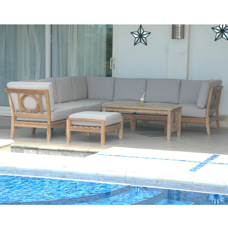 Natsepa Outdoor 9 - Piece Teak Conversation Set, Gray