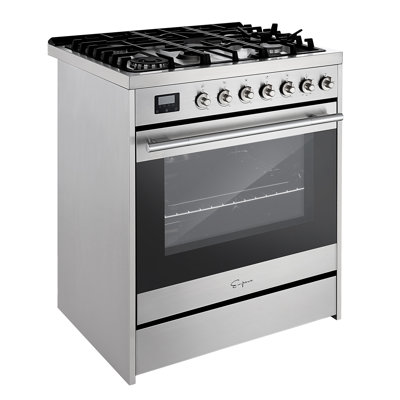 30-in 5.0-cu. Ft Slide-in Single Oven Gas Range, with 5 Sealed Burner Cooktop and Drawer, in Stainless Steel