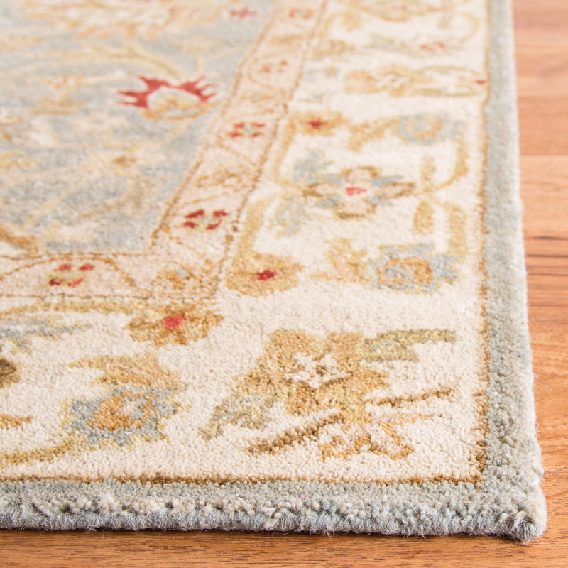 Antiquity Wool Oriental Area Rug in Gray Blue / Beige, Rectangle 2' x 3'