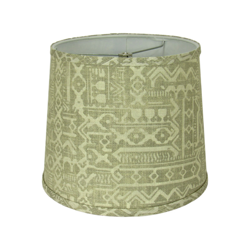 Tribal Print Drum Lamp Shade – Neutral Tan Ethnic Pattern With Spider Washer Fitting For Table Or Floor Lamps