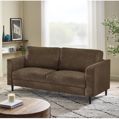 Logi Faux Leather Seater Sofa - Upholstered Modern Minimalist Boxy Style