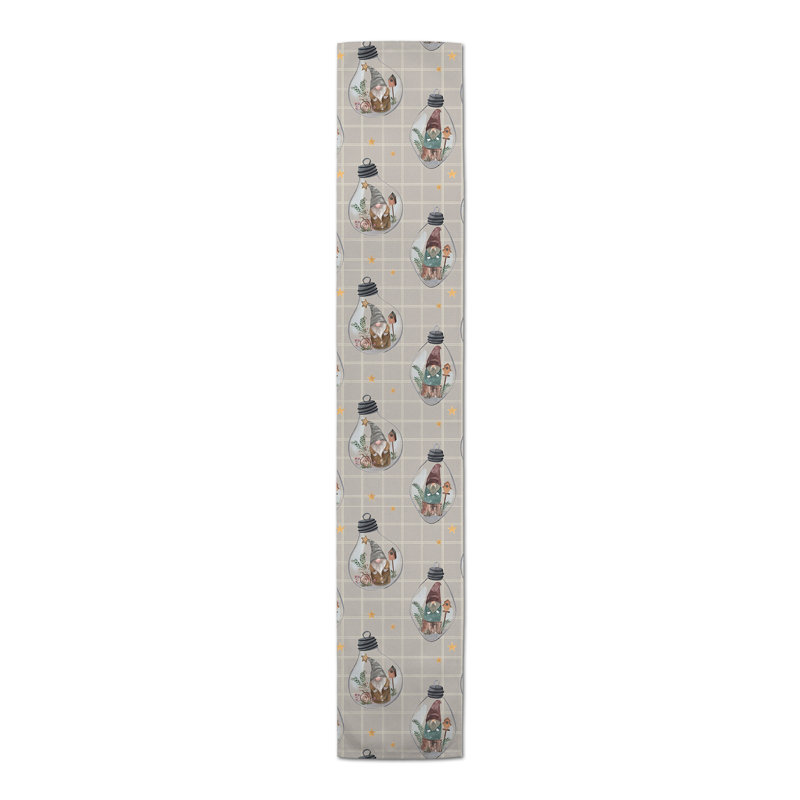Chemin de table crème et gris, 90 po x 16 po, Gris / blanc