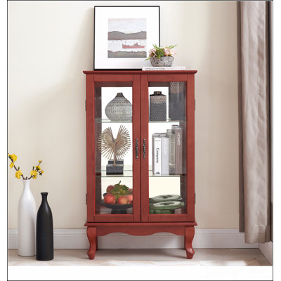 Vitrine antique à DEL avec tablettes réglables, parfaite pour mettre en valeur des objets de collection et rehausser le décor de la pièce