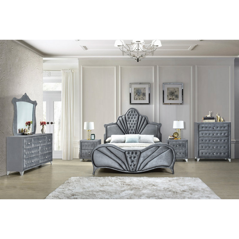 Grand lit Dante, gris, Grand
