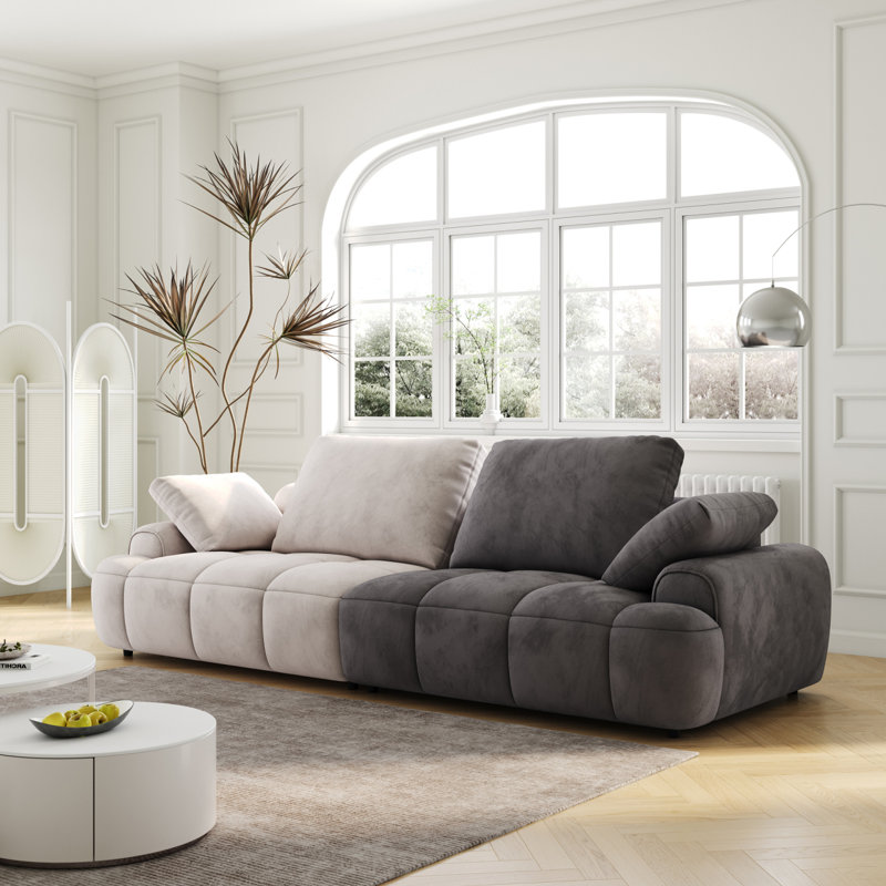 Canapé moderne à deux places 86,6 po Modern, Beige/gris