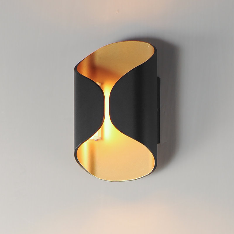 Alessandrino Aluminum LED Wall Light, Gold/Black, 9.75" H x 6.25" W x 3.25" D