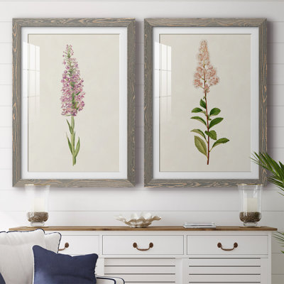 «Mauve Garden Flowers I», reproduction encadrée de qualité supérieure - prête à être accrochée