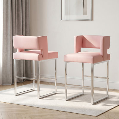 Tabouret de comptoir rembourré avec structure en métal (ensemble de 2)