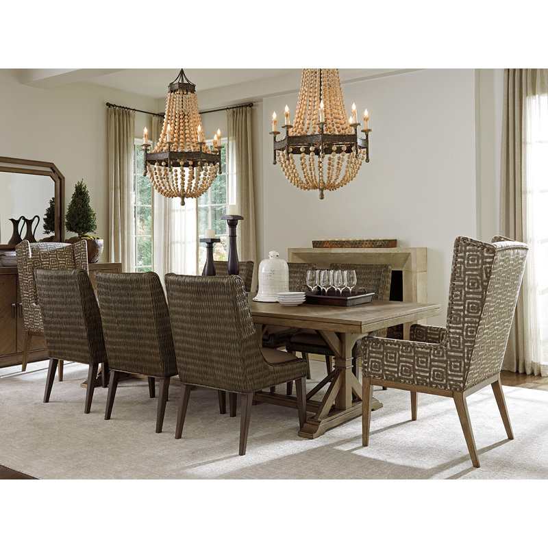 Hatteras Gray Elm Extendable Dining Table with Metal Trestle Base