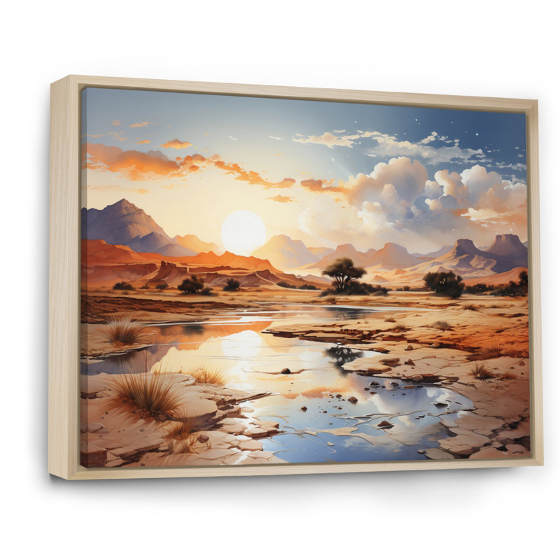 " African Sahara Dreams II ", Natural Floater Framed, 16" H x 32" W x 1" D