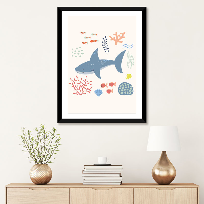 «Under the Sea VI» par Caroline Alfreds - impression d'art graphique, Papier encadré noir, Blanc, H 32 po x l 24 po x P 1 po