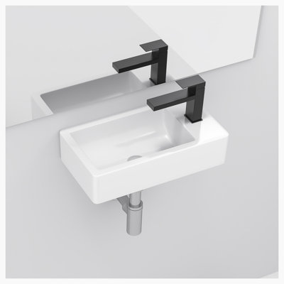 Hewei 10'' White Ceramic Rectangular Wall Mount Bathroom Sink