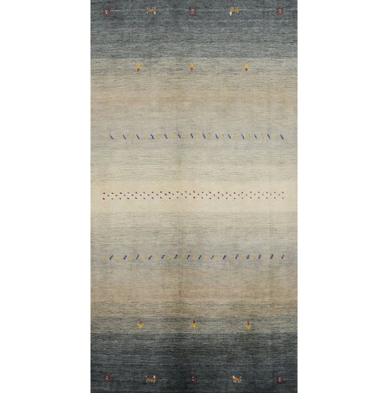 Tapis polyvalent de style Gabbeh dégradé 4 x 6 avec de délicats motifs colorés