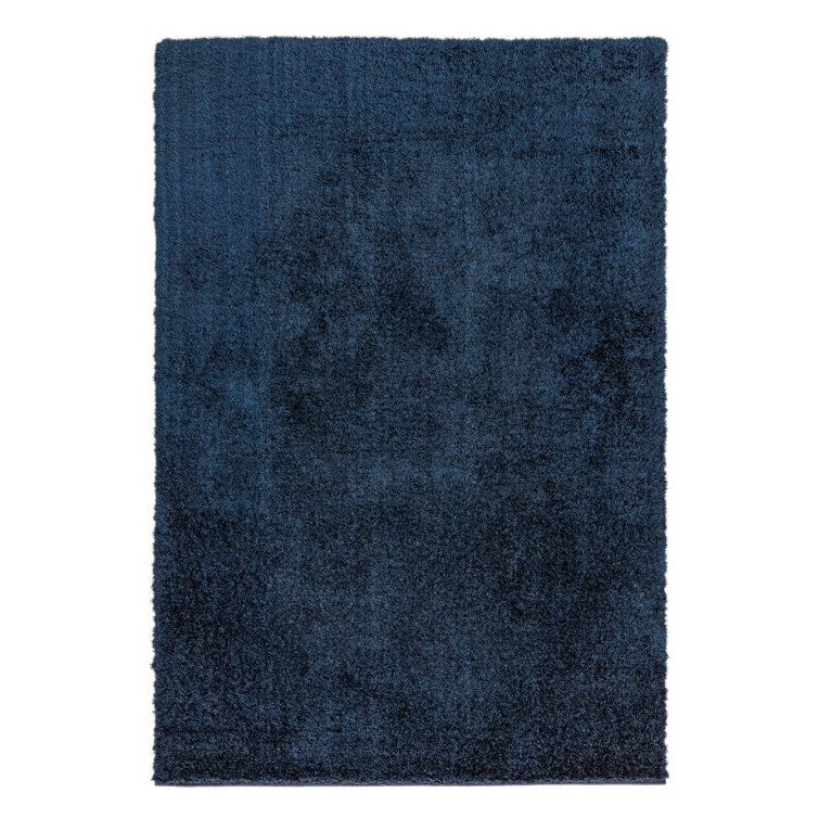 Natonia Shiny Shaggy Blue Area Rug
