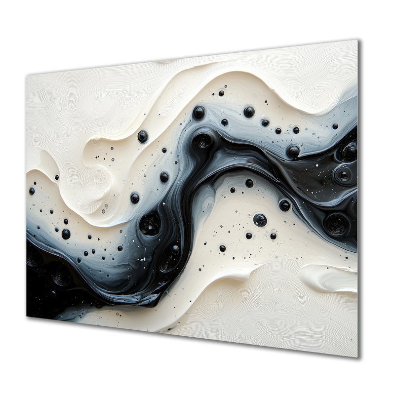 Noir et blanc, vague rythmique, rivière VI, H 34 po x l 44 po