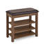 Tabouret réglable en hauteur confortable, bois d'hévéa brun, cuir, espace de rangement et banc pratique, hauteur réglable, trois couches de ventilation