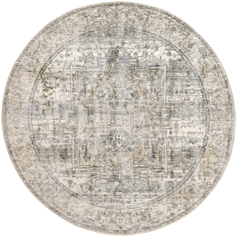 Tapis neutre / beige Wideman, Rond 5 pi