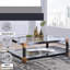 Table basse en verre transparent et finition blanche brossée