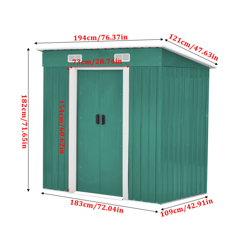Green Compact Metal Storage Tool Shed