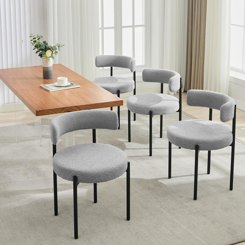 Chaise de salle à manger rembourrée Modern, 4, Beige, Noir, noir, noir, noir