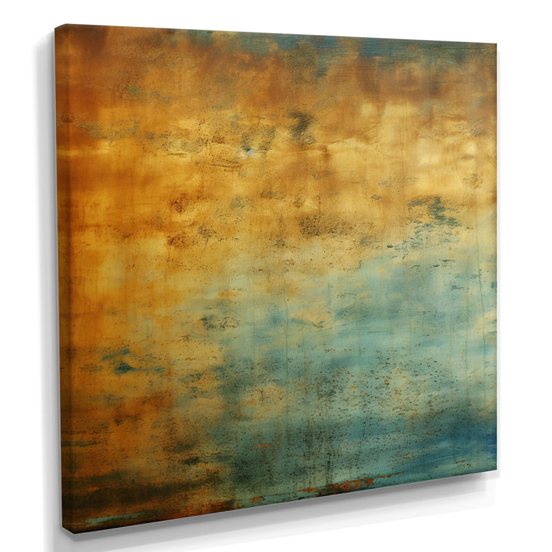 «Ocean View Grunge Texture», art mural abstrait, Toile tendue, H 36 po x l 36 po x P 1,5 po