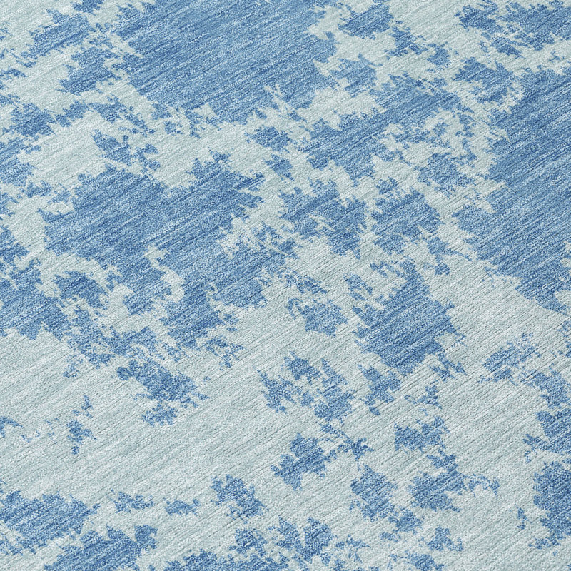 Machine Washable Indoor/Outdoor Chantille ACN2919 Abstract Rug, Sky, 8' Round