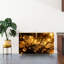 Buffet Buffet avec rangement Élégant motif floral abstrait doré à feuilles brillantes avec 2 portes pour le salon et la cuisine
