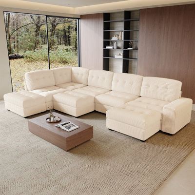Grand canapé modulaire en velours côtelé Bekey Sieber pour le salon