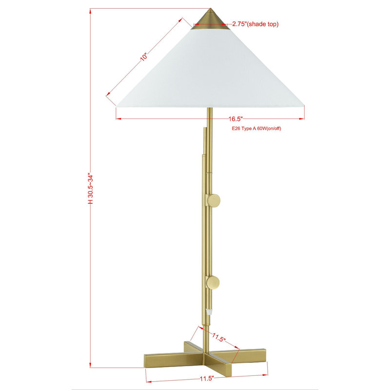 Lampe de table à hauteur ajustable avec abat-jour en lin Ifeyinwa, doré